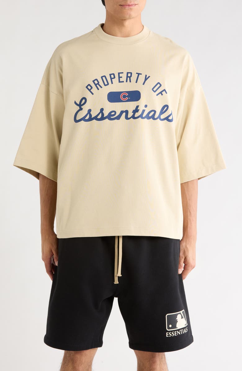 Fear of God Essentials x MLB Cubs Cotton Graphic T-Shirt, Main, color, Sandstone