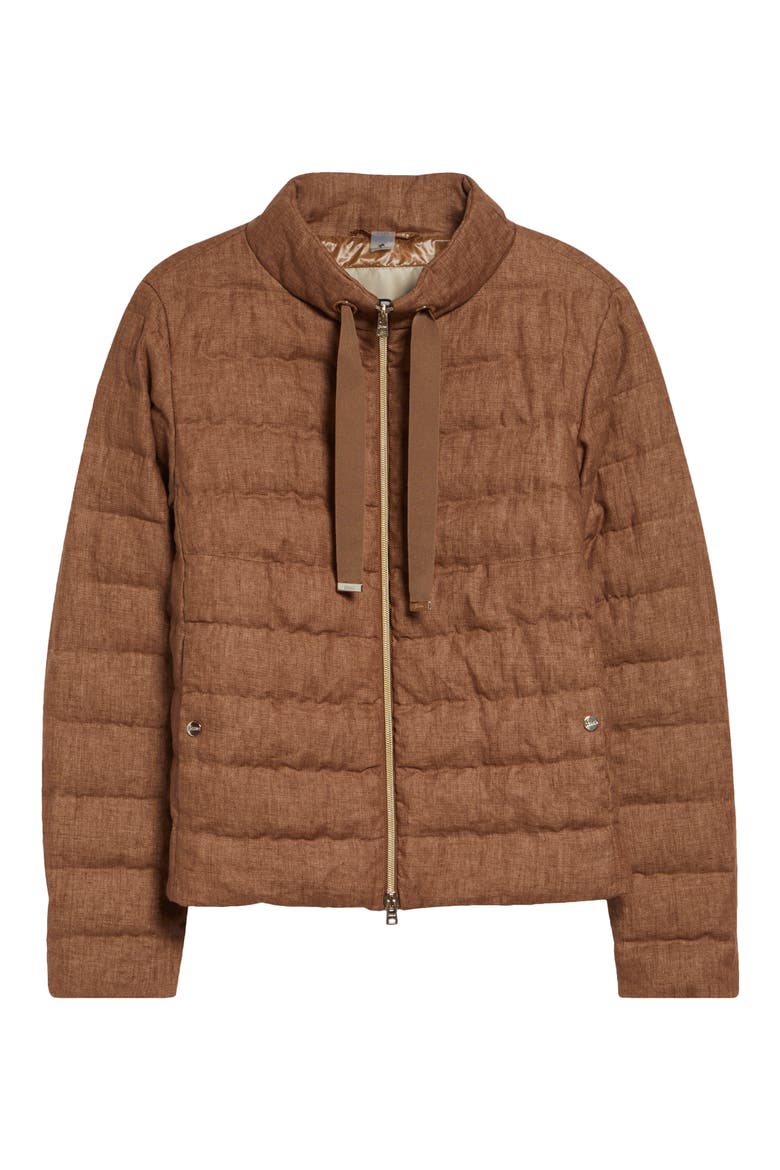 New Linen Quilted Down Jacket, Alternate, color, 2240 TOBACCO