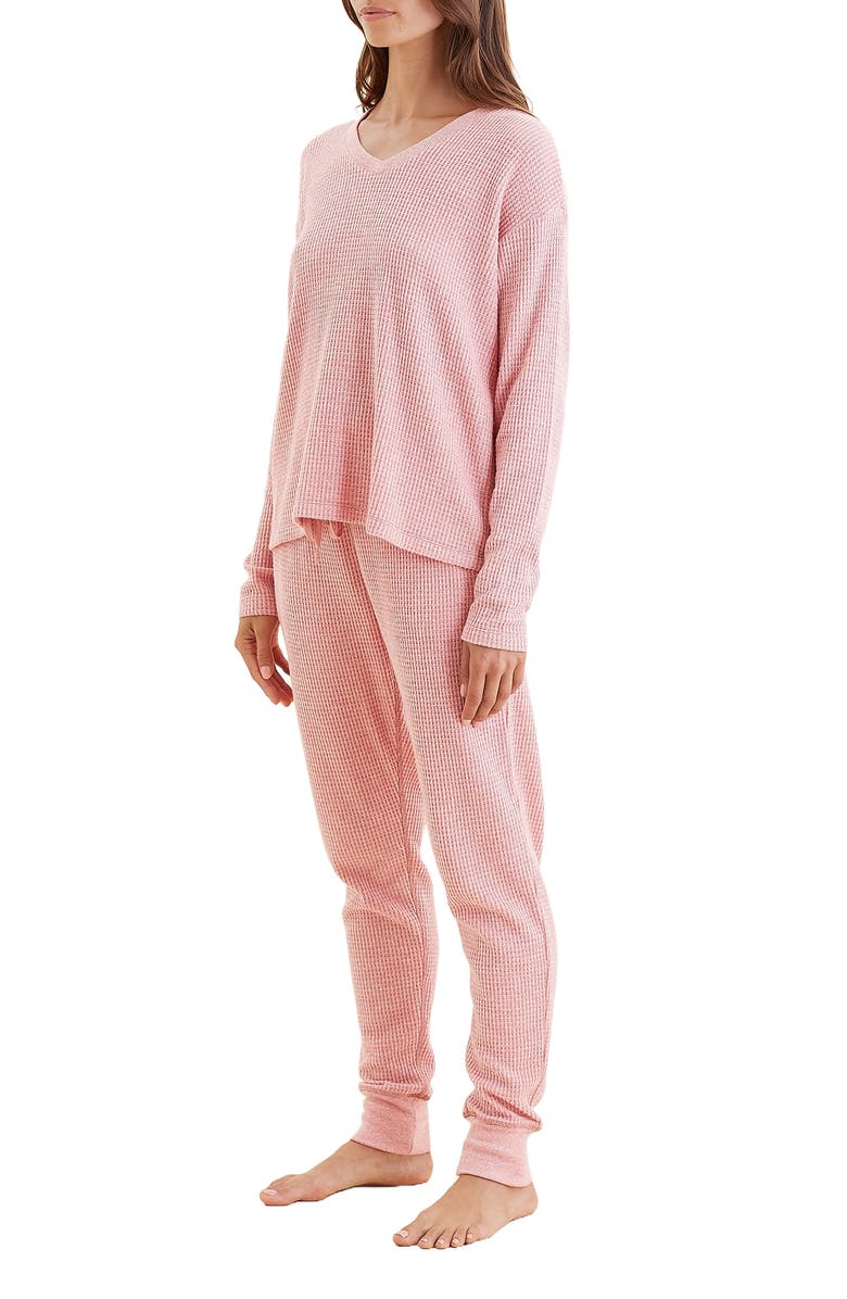 Papinelle Waffle Knit Pajamas, Alternate, color, Strawberry