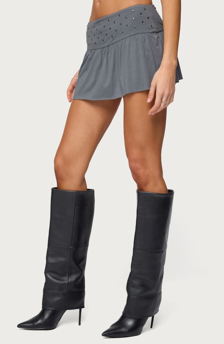 EDIKTED Klara Studded Miniskirt, Alternate, color, Gray