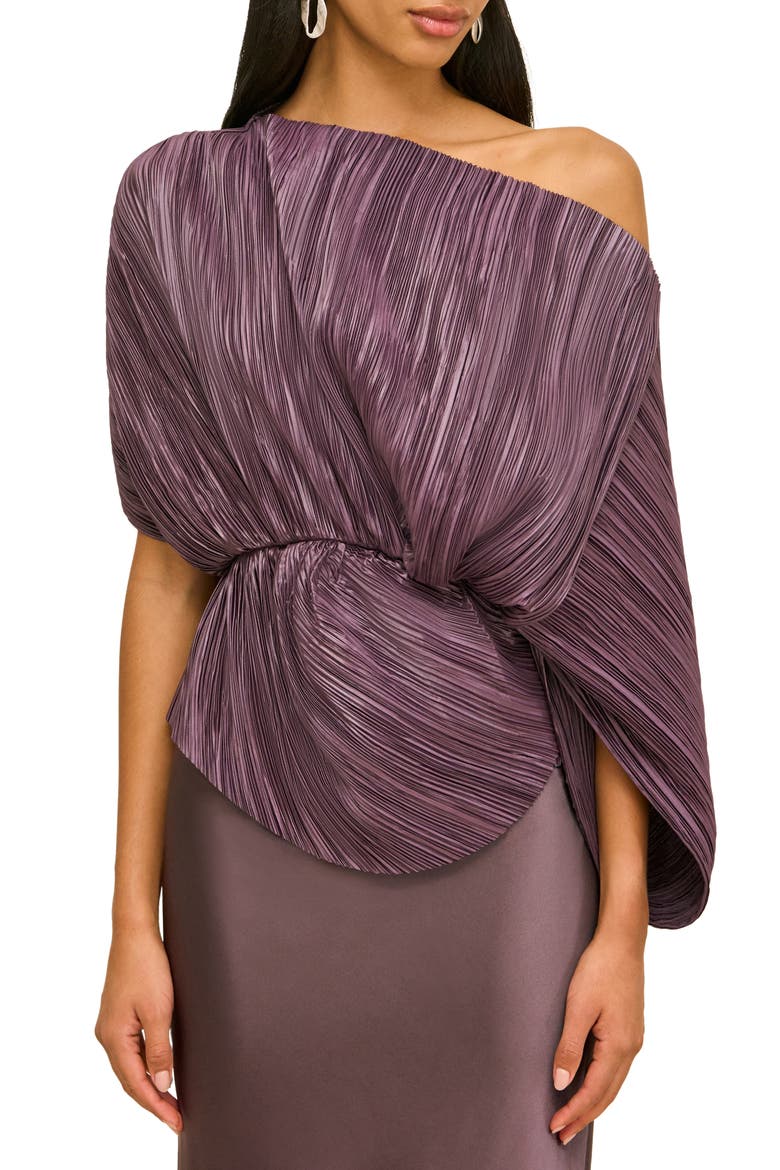 One-Shoulder Pleated Top, Main, color, WARM HAZE
