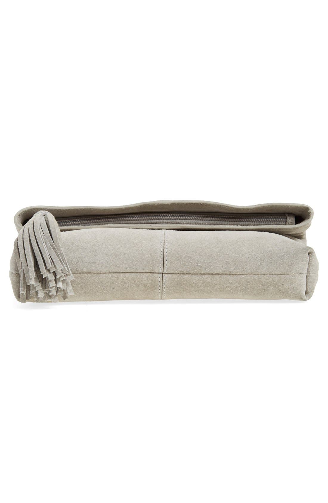 Suede Clutch, Alternate, color, GREY