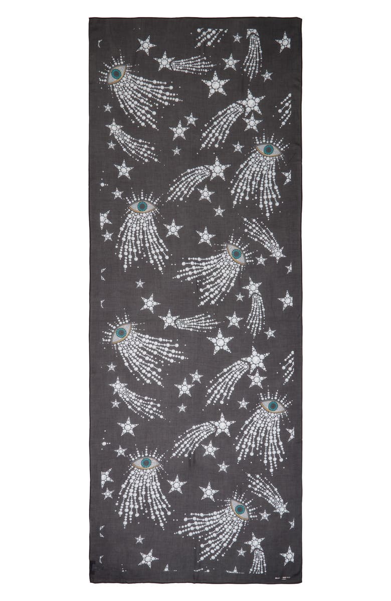 Kurt Geiger London Shooting Stars & Evil Eyes Print Scarf, Alternate, color, 