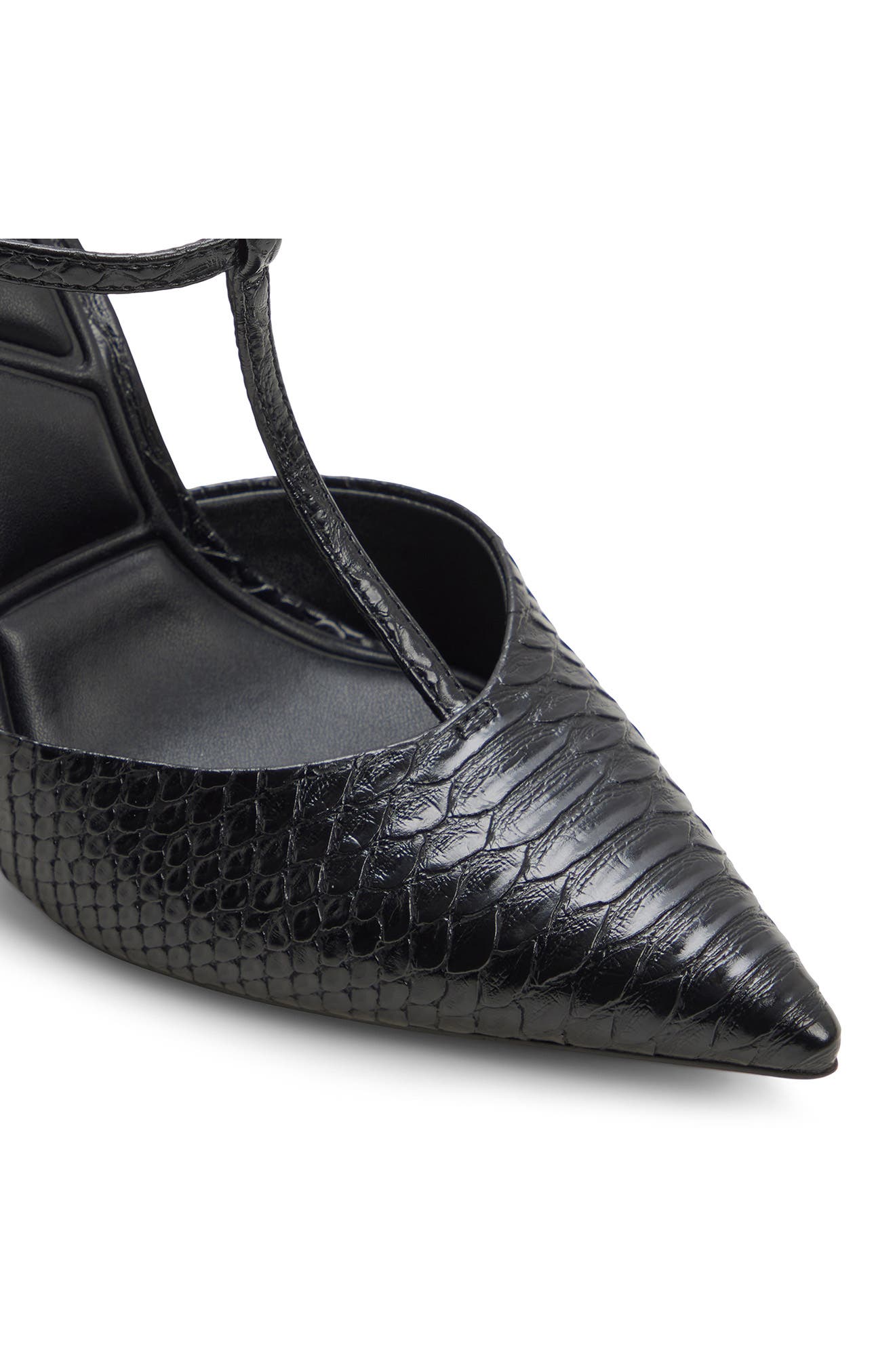 Leonniah Croc Embossed Leather Pump, Alternate, color, BLACK