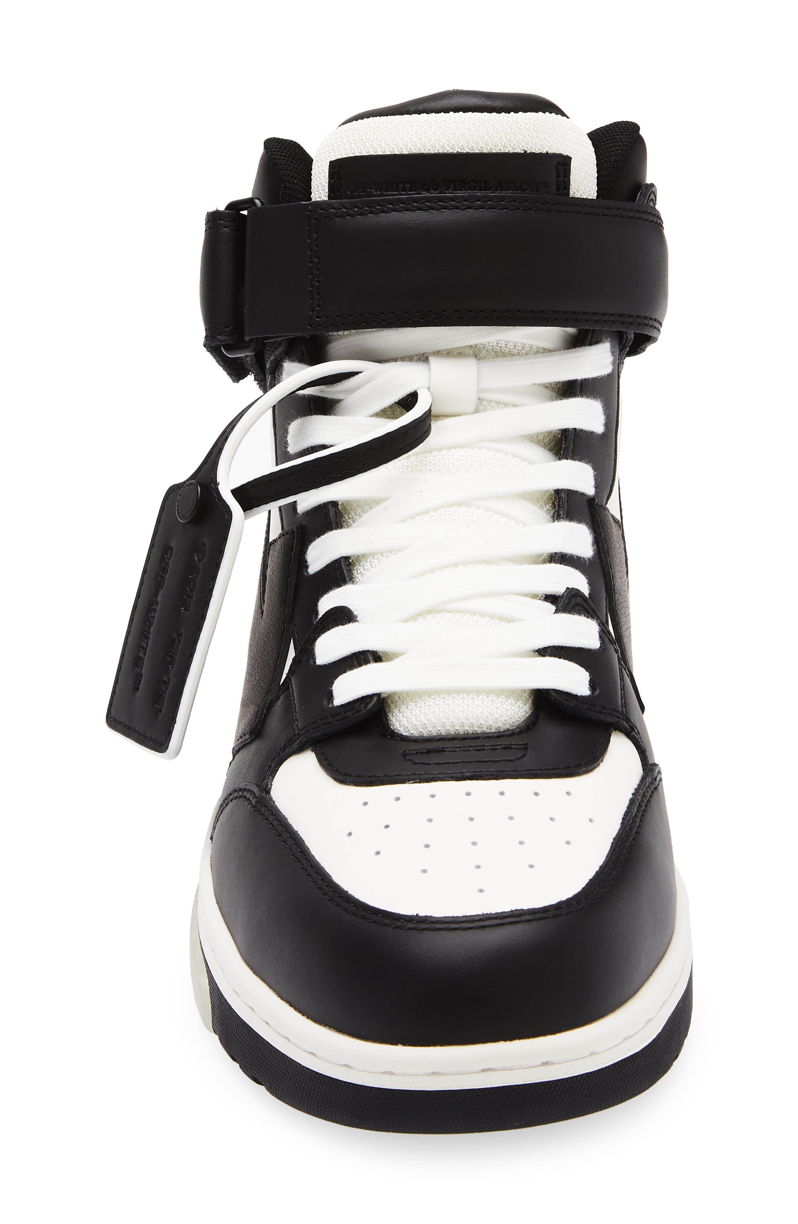 Off-White Out Of Office Mid Top Sneaker, Alternate, color, Black And White