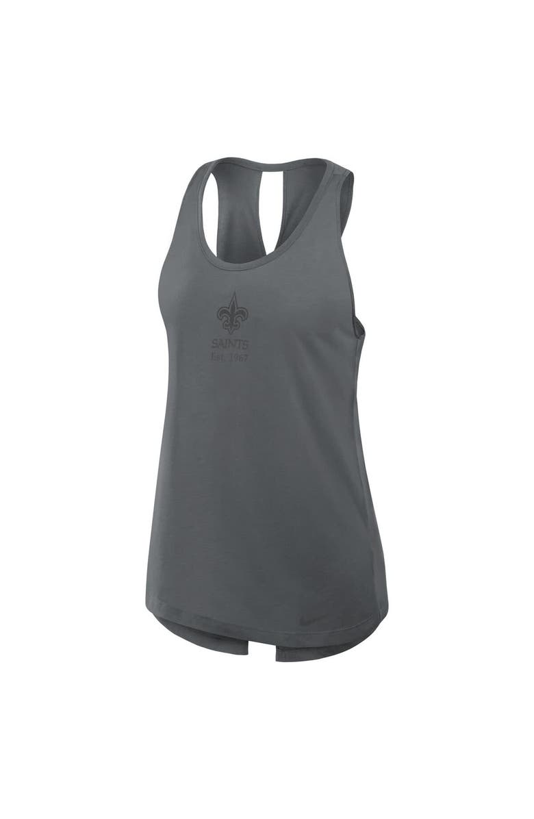 Nike Women's Nike Gray New Orleans Saints Glory Crisscross Performance Tank Top, Alternate, color, Charcoal