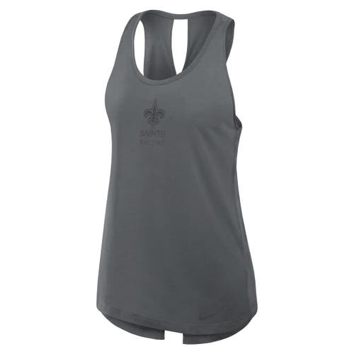Nike Gray New Orleans Saints Glory Crisscross Performance Tank Top In Gray