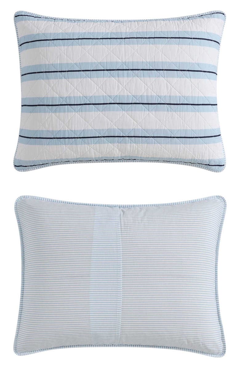 Nautica Tim Stripe Reversible Cotton Quilt Set, Alternate, color, White/ Blue Stripe