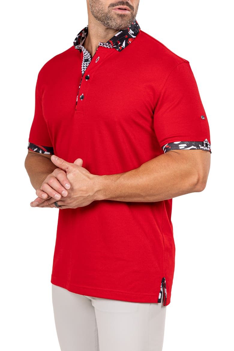 Newton Marthyr0027 Red Button-Down Piqué Polo, Alternate, color, RED