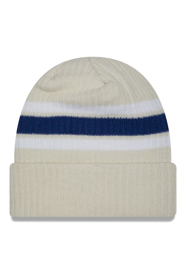 Men's New Era Cream Indianapolis Colts Team Stripe Cuffed Knit Hat, Alternate, color, Cream