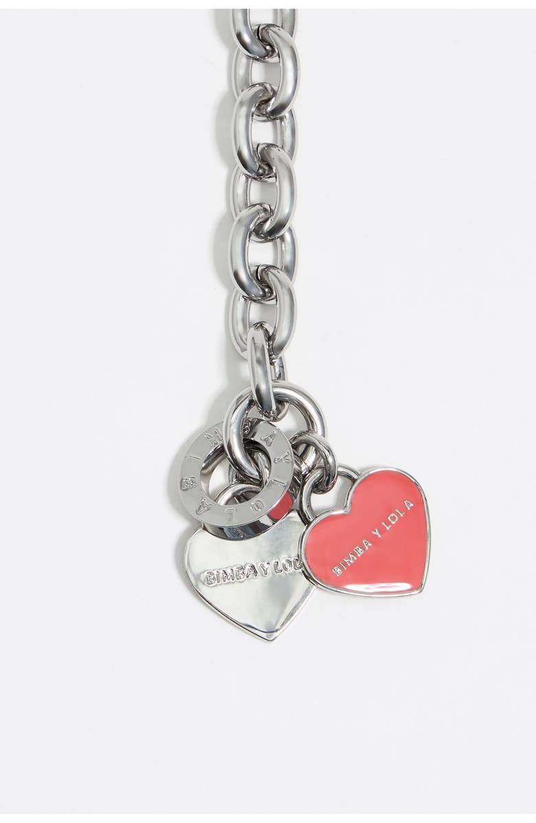 Bimba y Lola Chain Heart Logo Necklace, Alternate, color, Silver