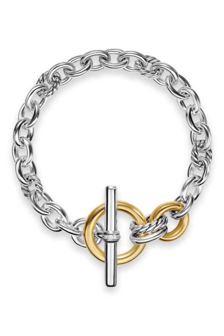 DY Mercer® Toggle Chain Bracelet in Sterling Silver with 18K Yellow Gold and Diamonds, 12.7mm, Alternate, color, DIAMOND