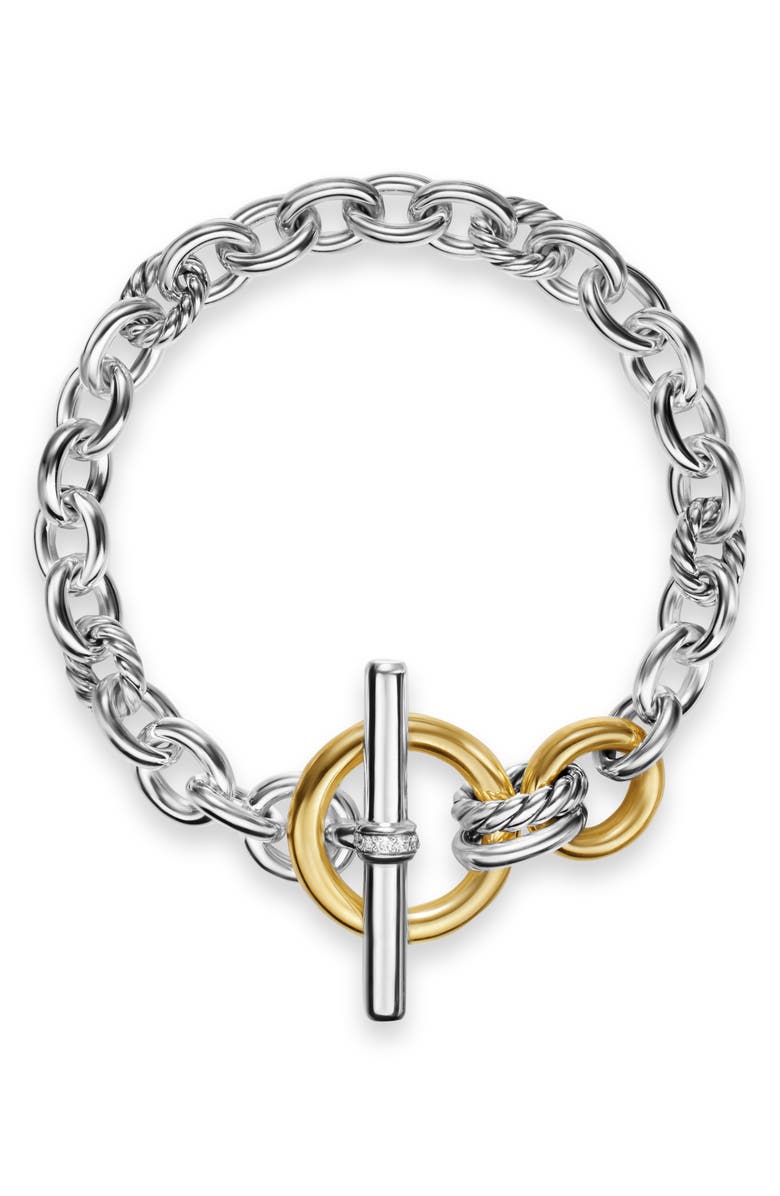 David Yurman DY Mercer<sup>®</sup> Toggle Chain Bracelet in Sterling Silver with 18K Yellow Gold and Diamonds, 12.7mm, Alternate, color, Diamond