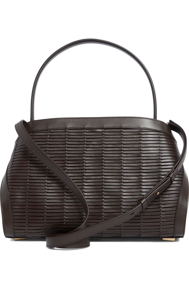 FERRAGAMO Medium Hug Soft Woven Leather Shoulder Bag, Alternate, color, Testa Di Moro