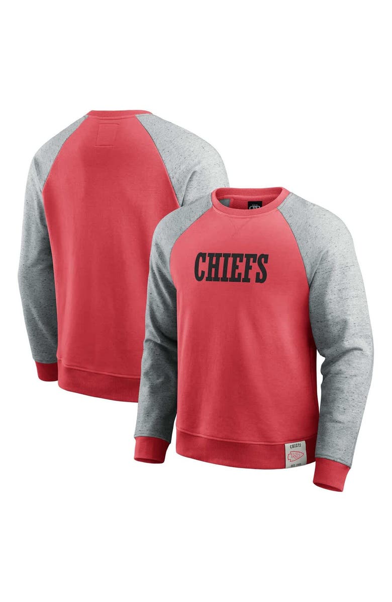 Darius Rucker Collection by Fanatics Men's Darius Rucker Collection by Fanatics Heather Gray/Red Kansas City Chiefs Colorblock Pullover Sweatshirt, Alternate, color, Heather Gray
