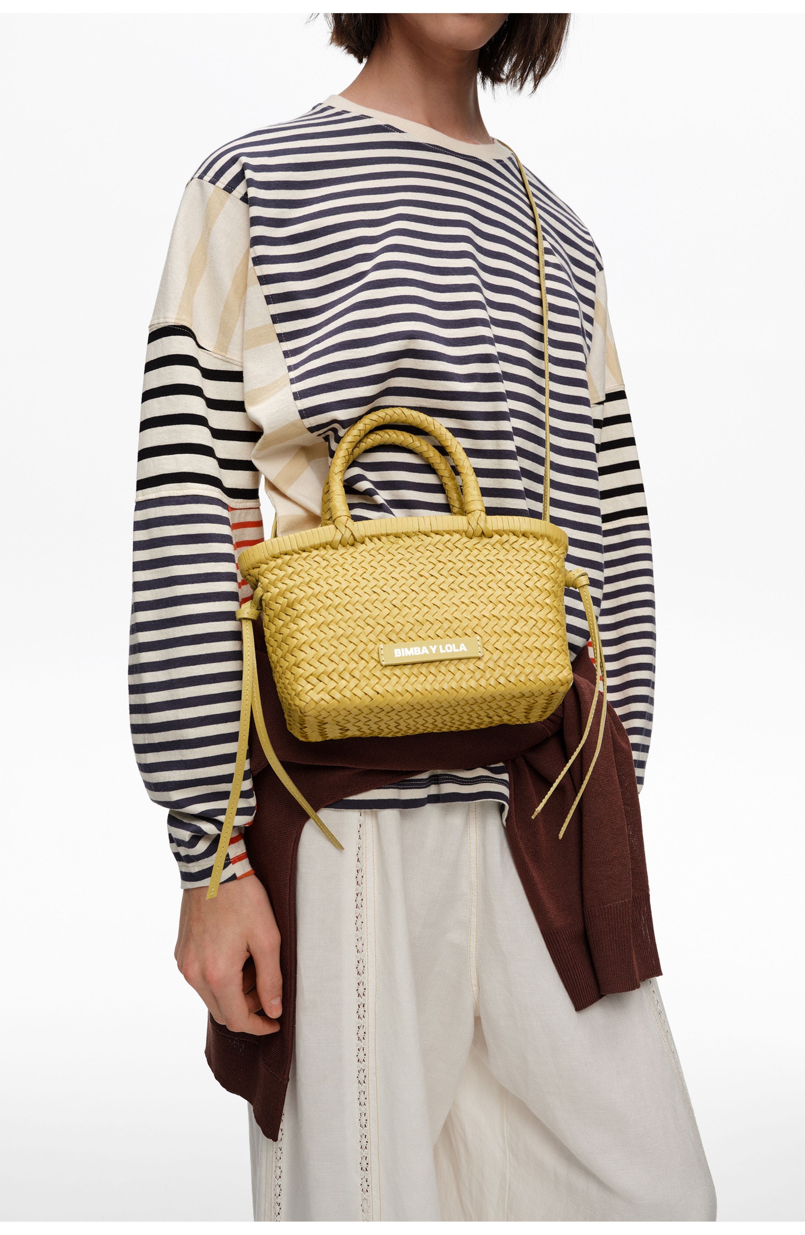 Plaited Leather XS Bag, Alternate, color, LIGHT YELLOW