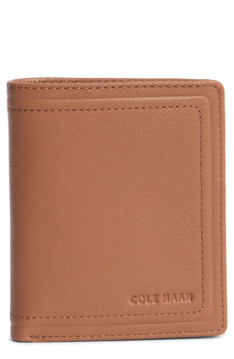 Cole Haan Slim Duofold Leather Wallet, Main, color, Cognac