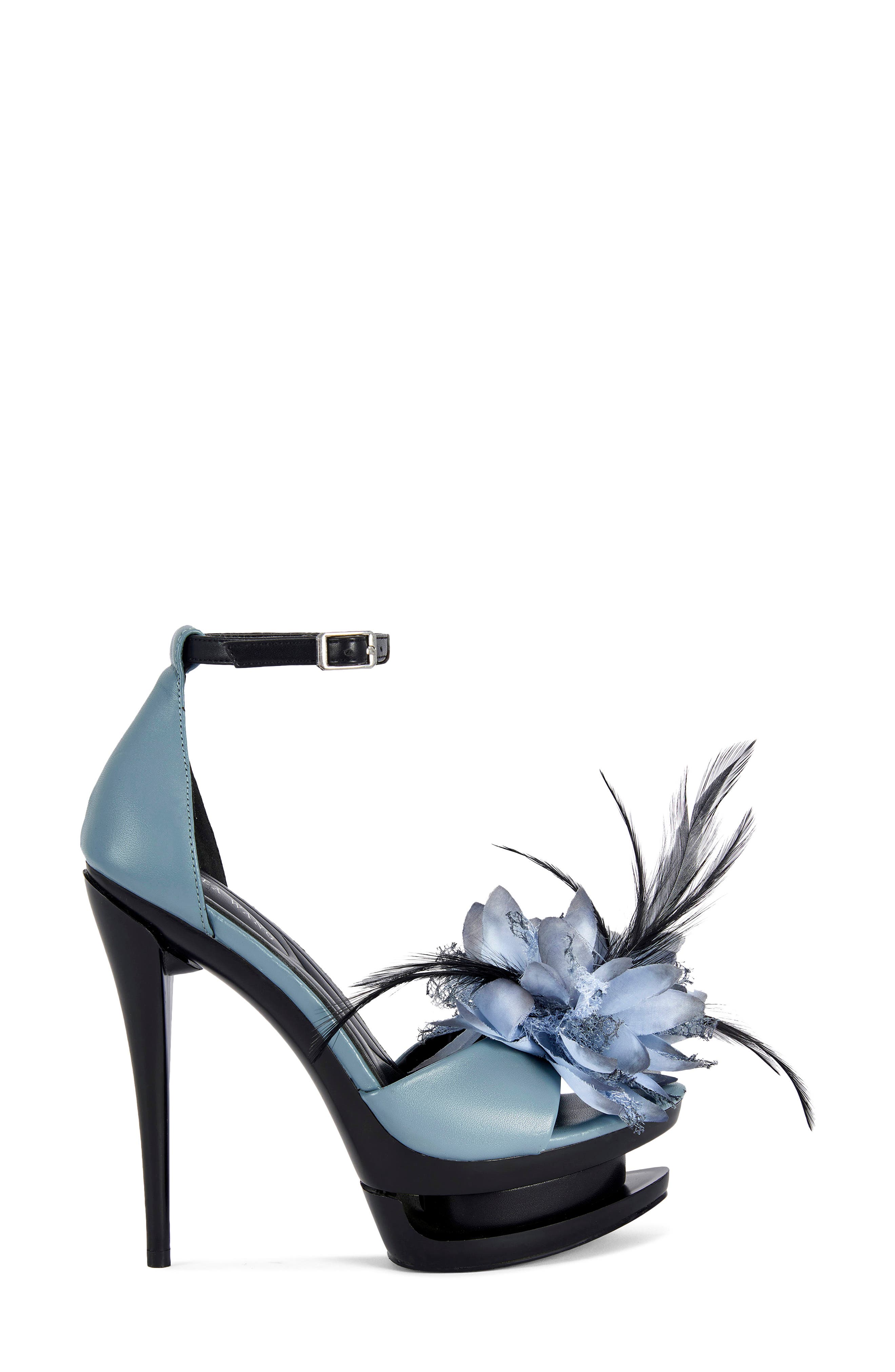 Velvetine Floral Platform Sandal, Alternate, color, BLUE