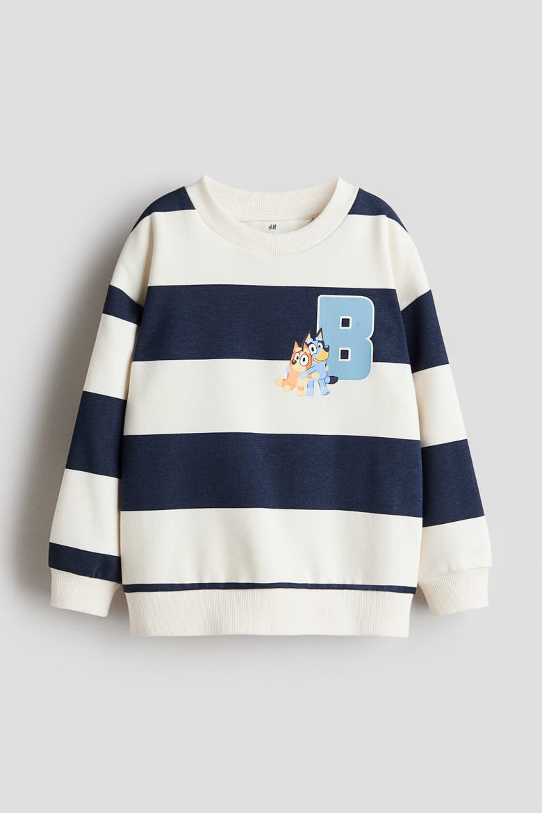 Oversized Printed Sweatshirt, Alternate, color, Navy blue/Bluey