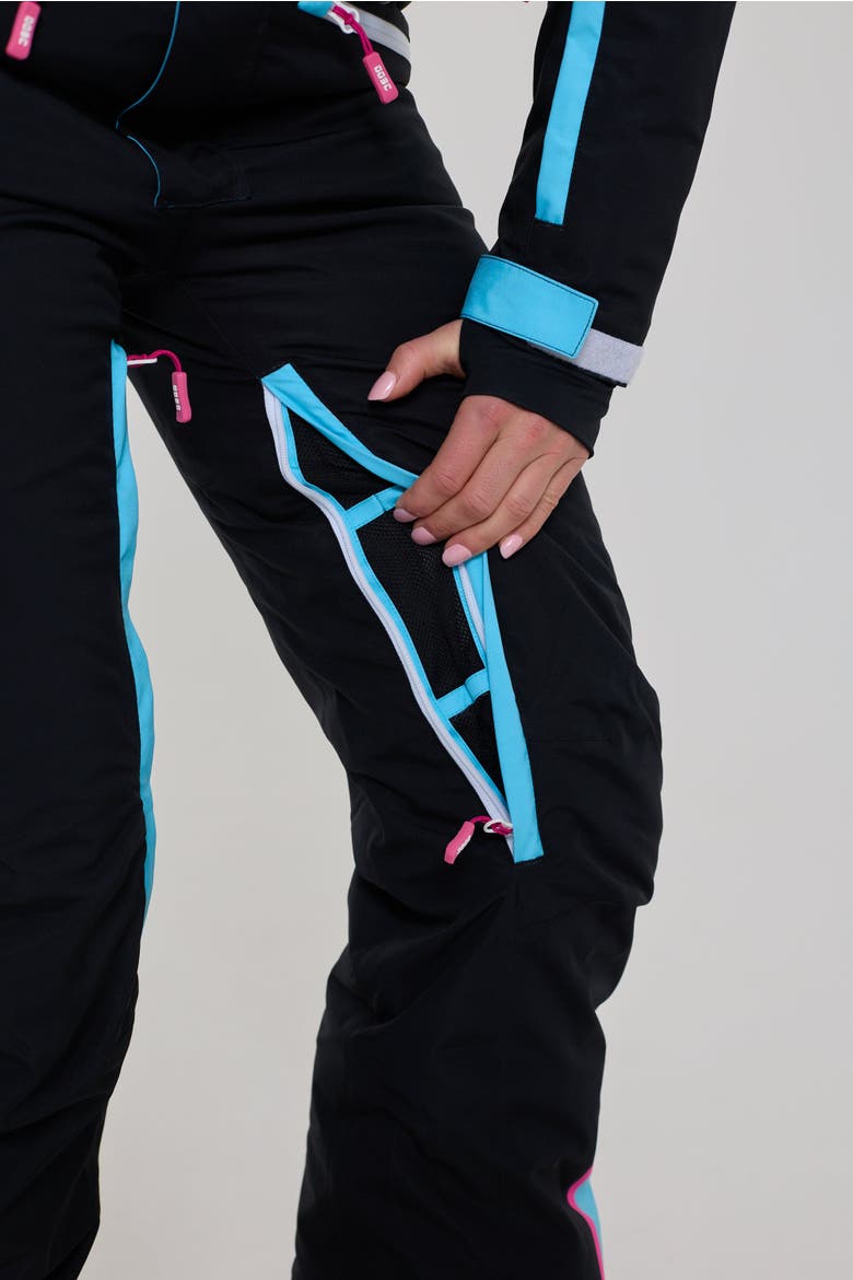Can't Touch This Shaped Women's Ski Suit, Alternate, color, Black with neon pink
