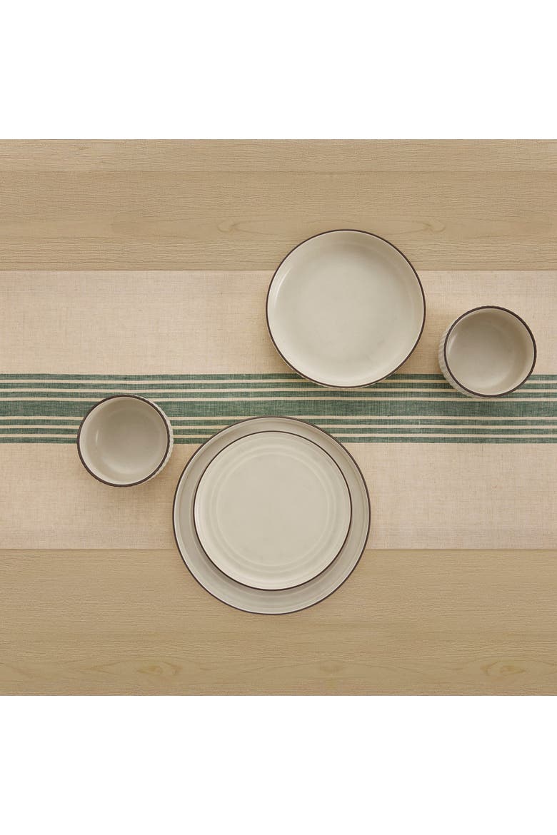 Linen Table Runner - Farmhouse, Alternate, color, Green and Natural