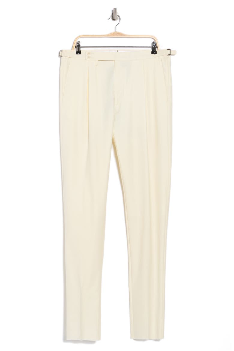 cream wool dress pants Danny Pleated Solid Wool Dress Pants