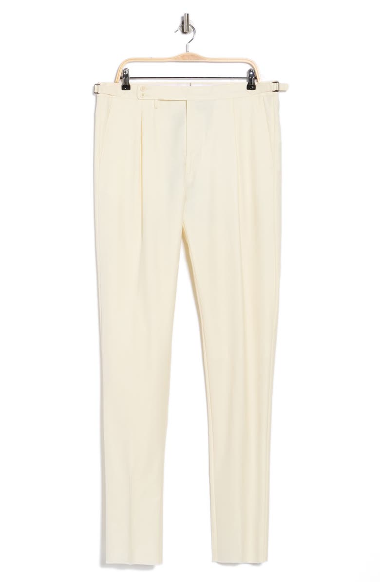 Zanella Danny Pleated Solid Wool Dress Pants, Main, color, Cream