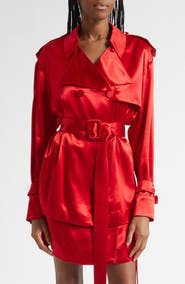 FERRAGAMO Long Sleeve Satin Trench Shirt