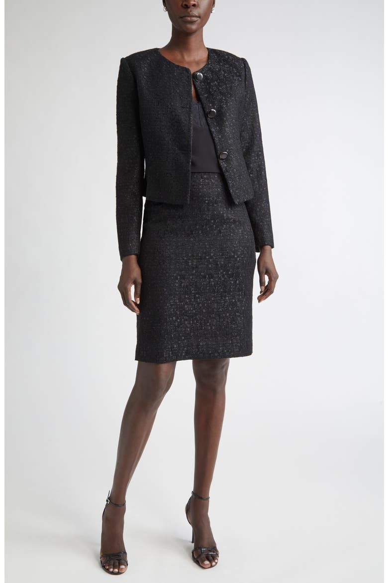 Compact Tape Tweed Jacket, Alternate, color, BLACK