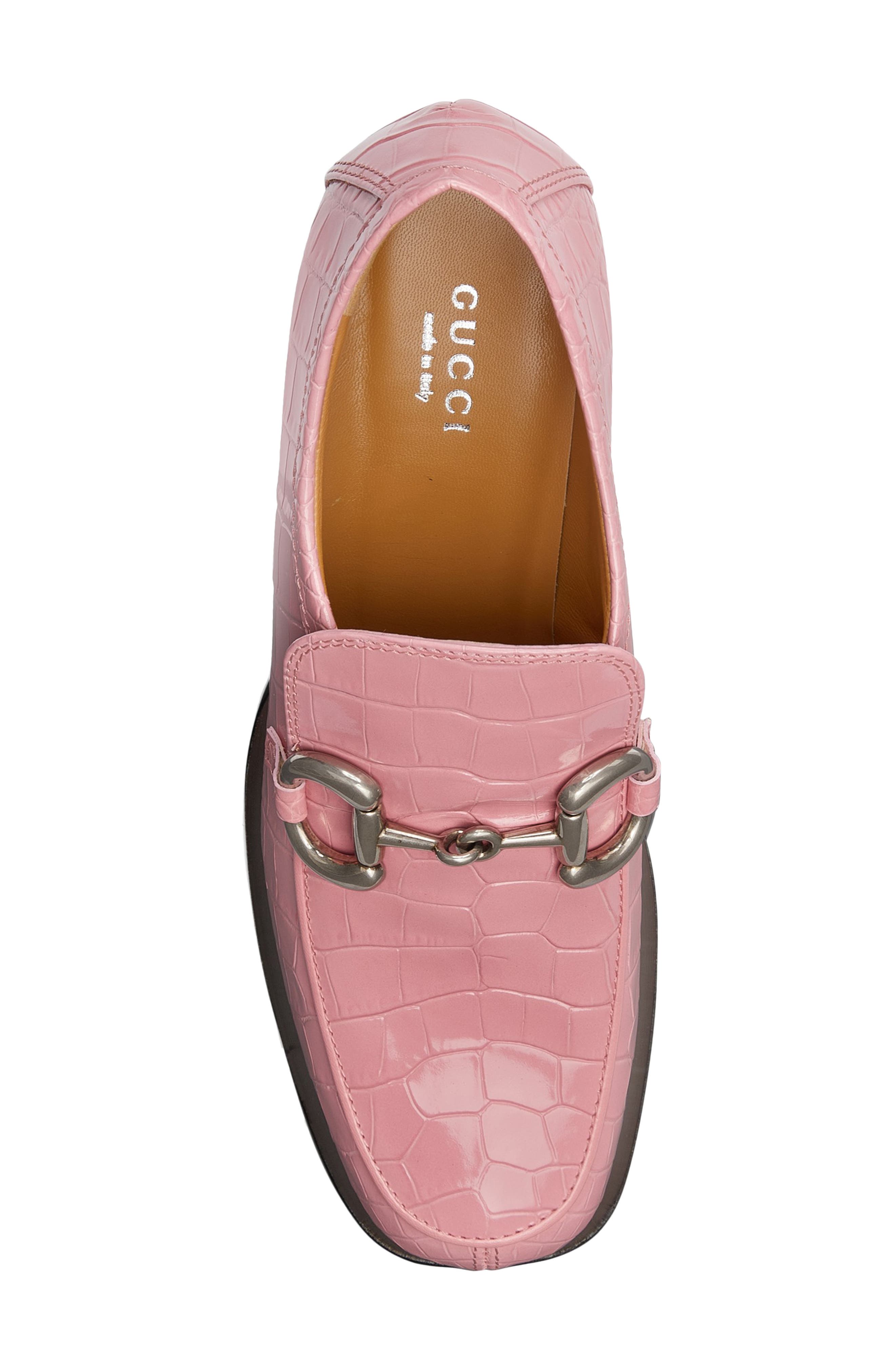 Gucci Croc Embossed Platform Bit Loafer, Alternate, color, 