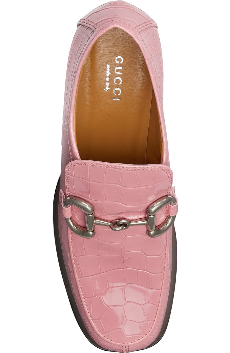 Gucci Croc Embossed Platform Bit Loafer, Alternate, color,