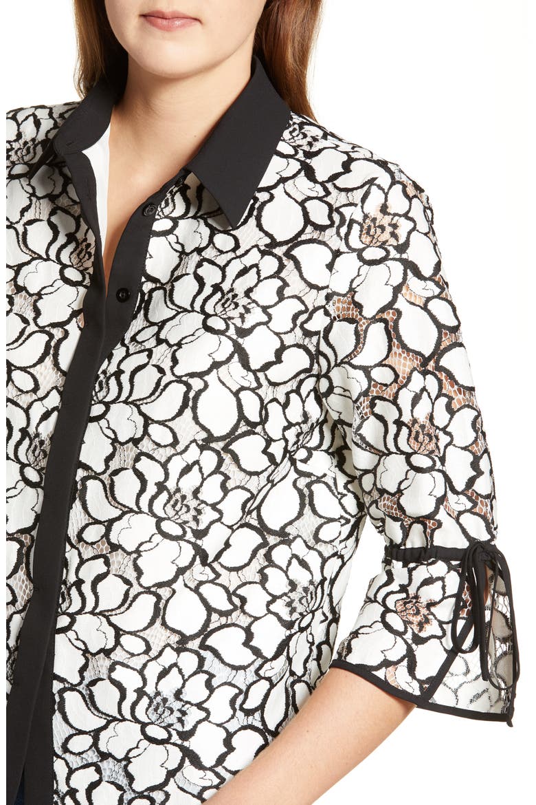 Lace Shirt, Alternate, color, WHITE/ BLACK