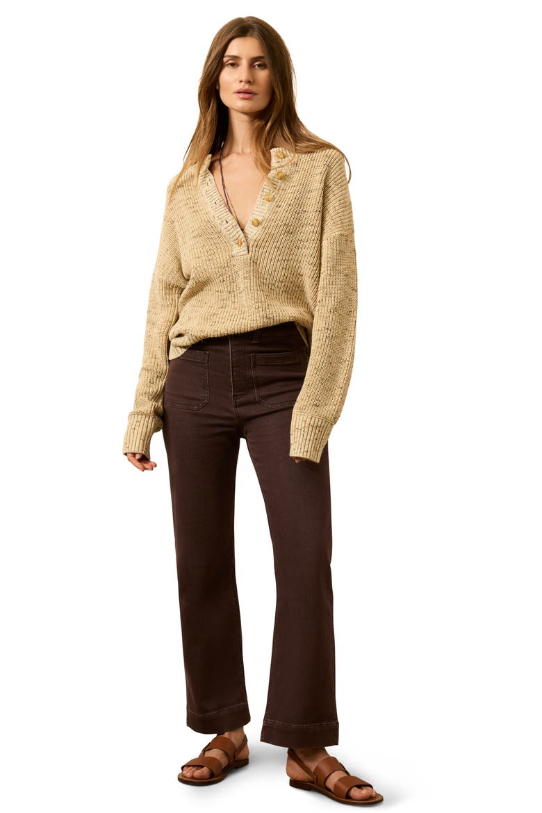 Sunwashed Organic Cotton Blend Fisherman Henley Sweater, Alternate, color, OAT