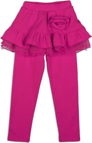 JOE-ELLA Kids' Rosette Skirted Leggings