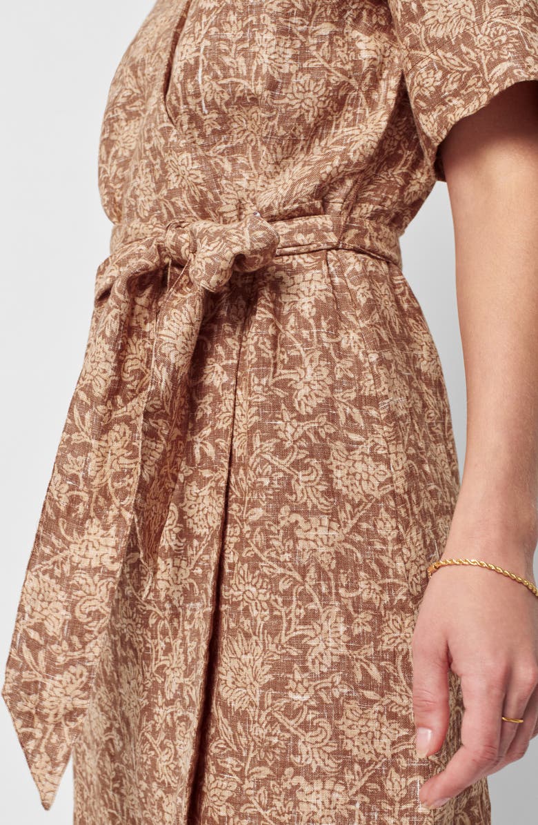Faherty Ashley Tie Waist Linen Dress, Alternate, color, 