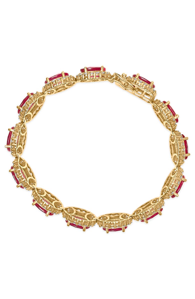 Haus of Brilliance 14K Gold 6 2/5 Ct Diamond & 34 Ct Ruby Halo Link Bracelet, Alternate, color, Yellow