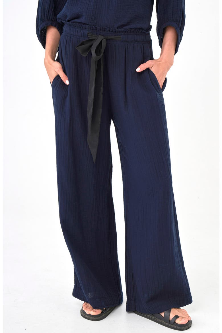 Gauze Palazzo Pant, Main, color, Navy