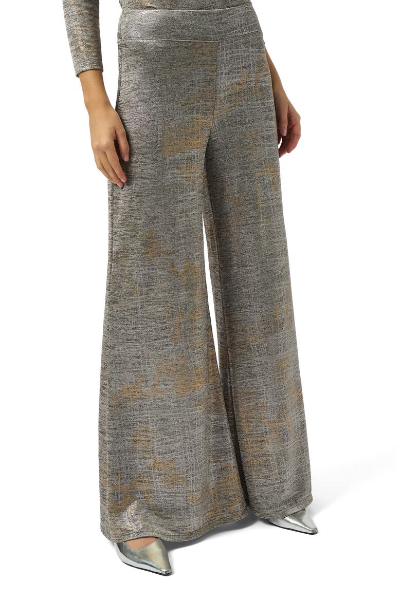 Foiled Wide Leg Pants, Main, color, BEIGE/ MULTI