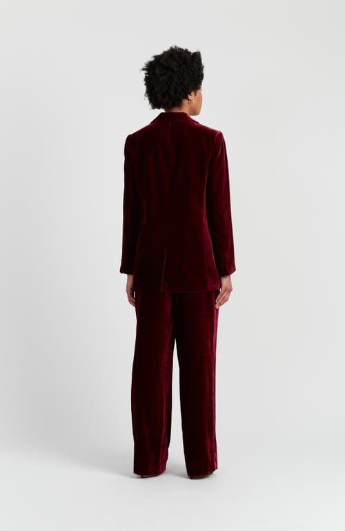 Chinti & Parker Viscose Velvet Jacket In Burgundy