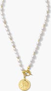 Joey Baby Freshwater Pearl Gold Plated With Gold Beaded Necklace