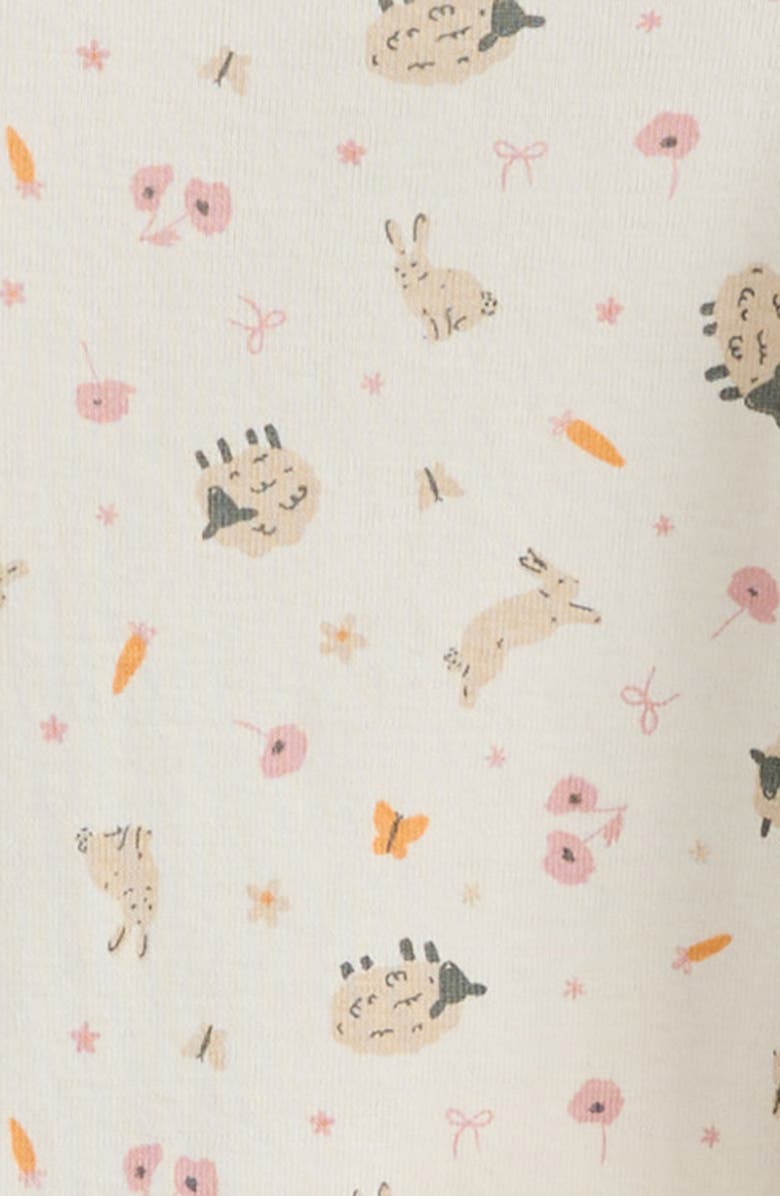 Nordstrom Flutter Bodysuit, Pants & Headband Set, Alternate, color, Ivory Egret Springtime Friends