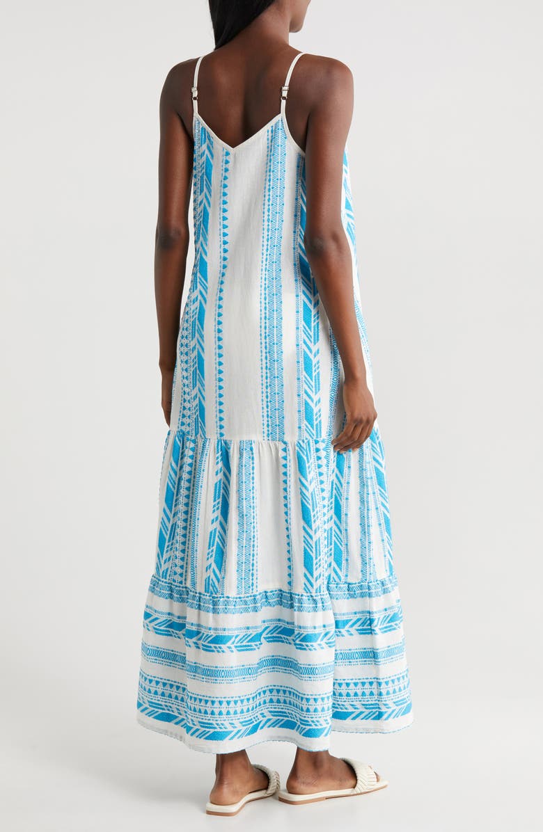 Elan Embroidered Tiered Cotton Blend Cover-Up Maxi Dress, Alternate, color, 