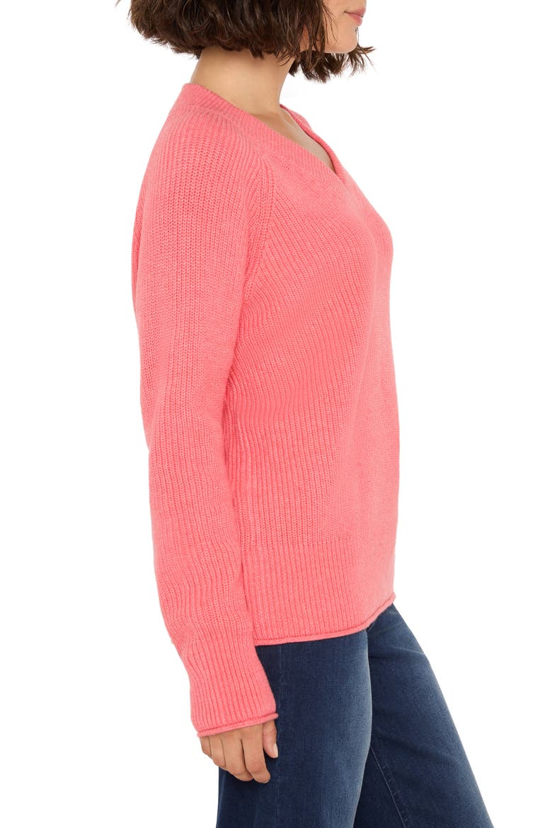 Shaker Stitch V-Neck Sweater, Alternate, color, SNAPDRAGON