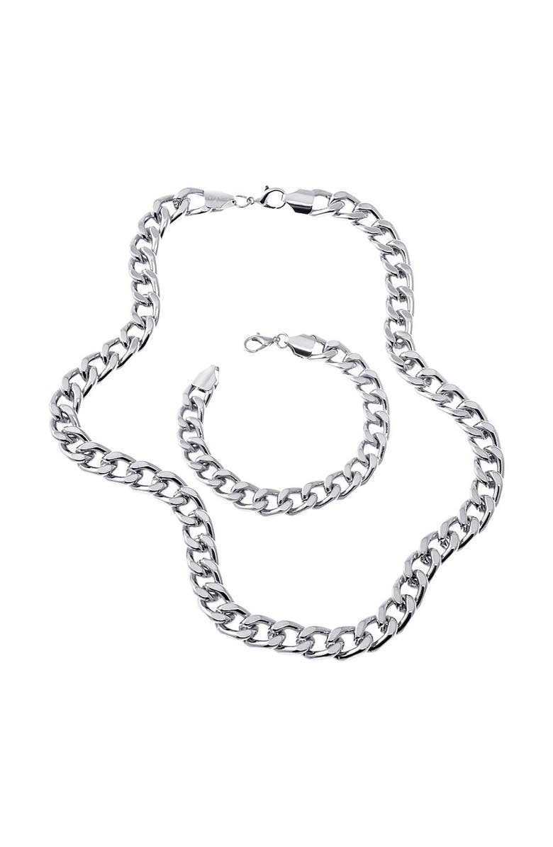 BY ADINA EDEN Wide Link Cuban Bracelet & Necklace Combo Set, Main, color, 