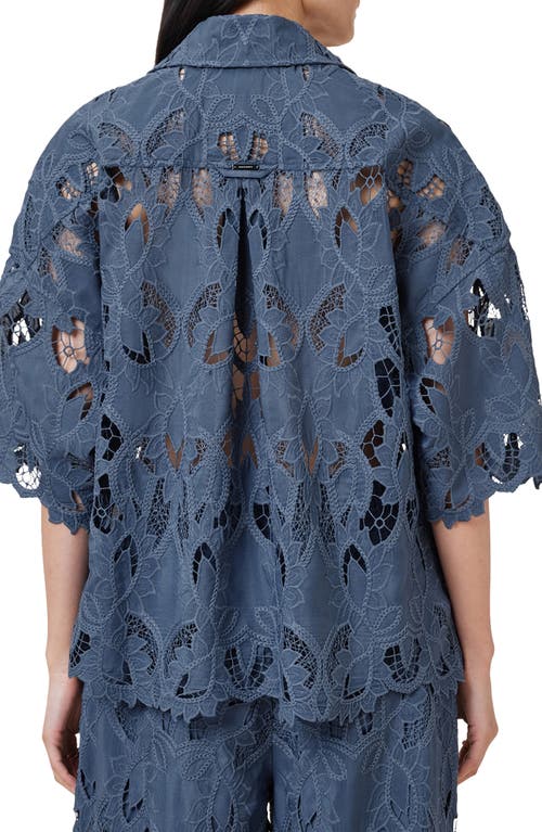 Allsaints Charli Relaxed Fit Embroidered Shirt In Dusty Blue
