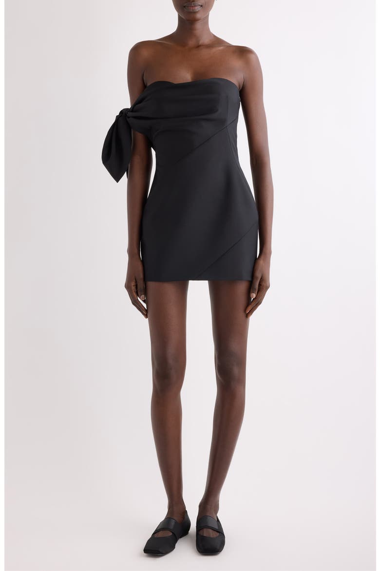 Bow Bustier Wool & Mohair Minidress, Main, color, BLACK