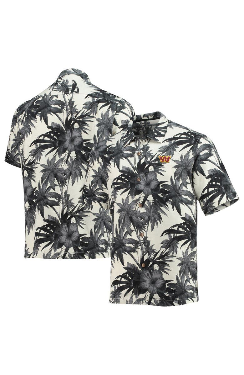 Tommy Bahama Men's Tommy Bahama Black/Gray Washington Commanders Sport Harbor Island Hibiscus Camp Button-Up Shirt, Main, color,