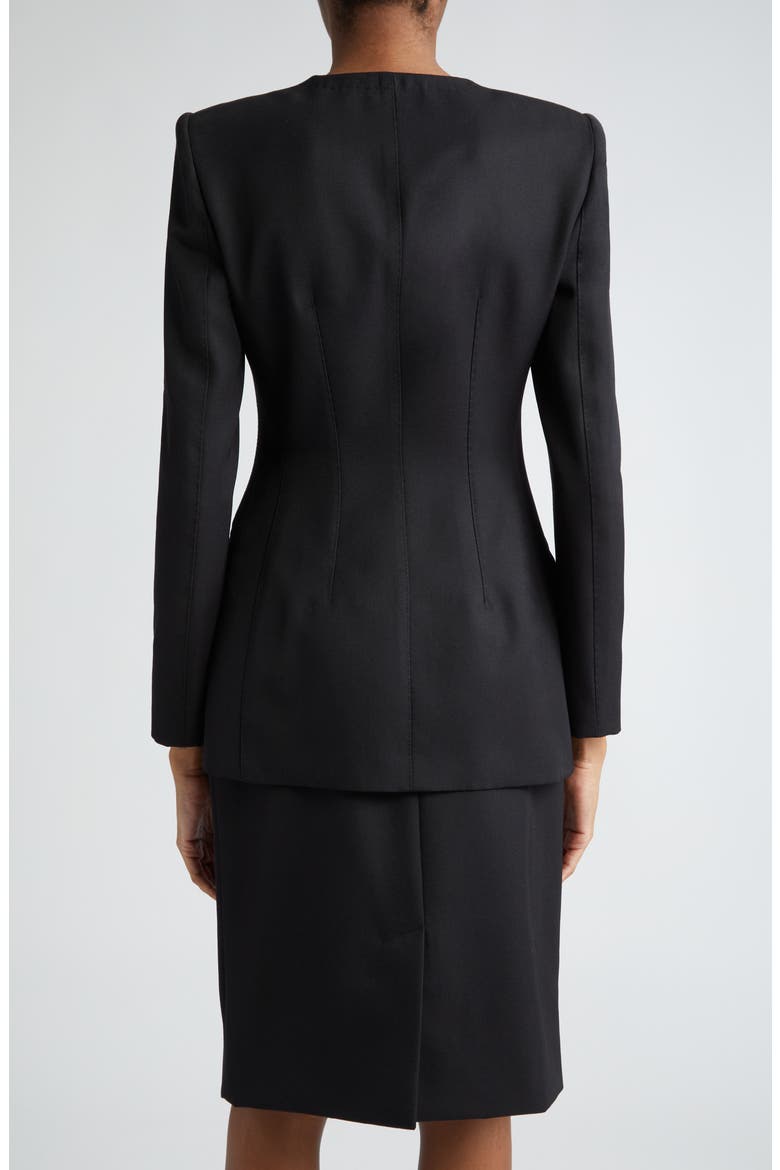 Collarless Crepe Jacket, Alternate, color, NERO