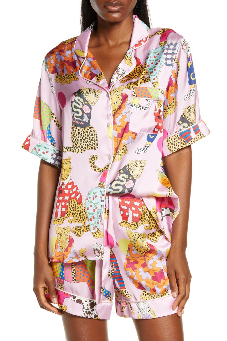 A Leopard Never Changes Its Spots Short Pajamas, Main, color, PINK