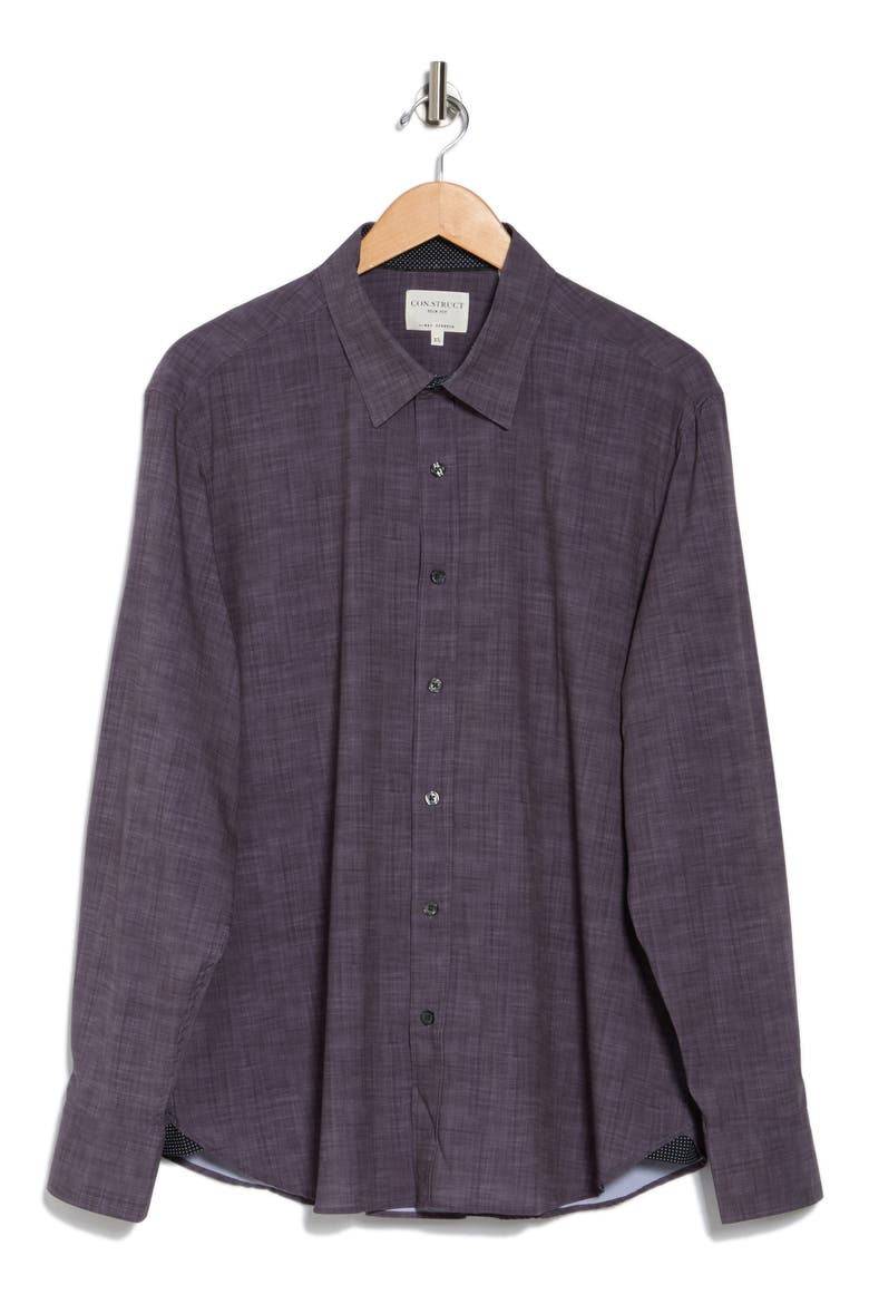 Slim Fit Stretch Chambray Button-Up Shirt, Alternate, color, CHARCOAL